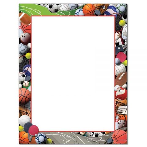 Team Sports Balls Border Paper - Your Paper Stop